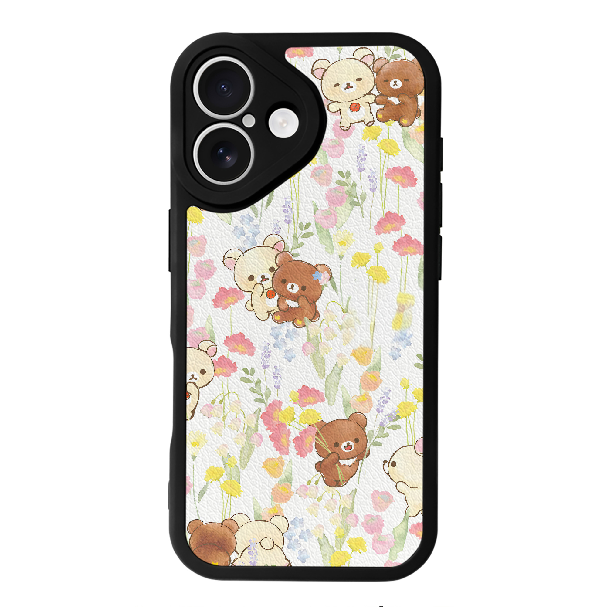 （画像用） リラックマ リラックマ キイロイトリ Rilakkuma Korilakkuma Kiiroitori 【iPhone 16シリーズ対応】シリコンスマホケース（レザー調） 材質：シリコン
